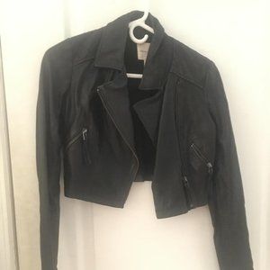Silence and Noise LEATHER Crop Bomber Jacket